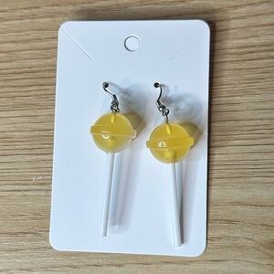 Yellow and White Lollipop Earrings
